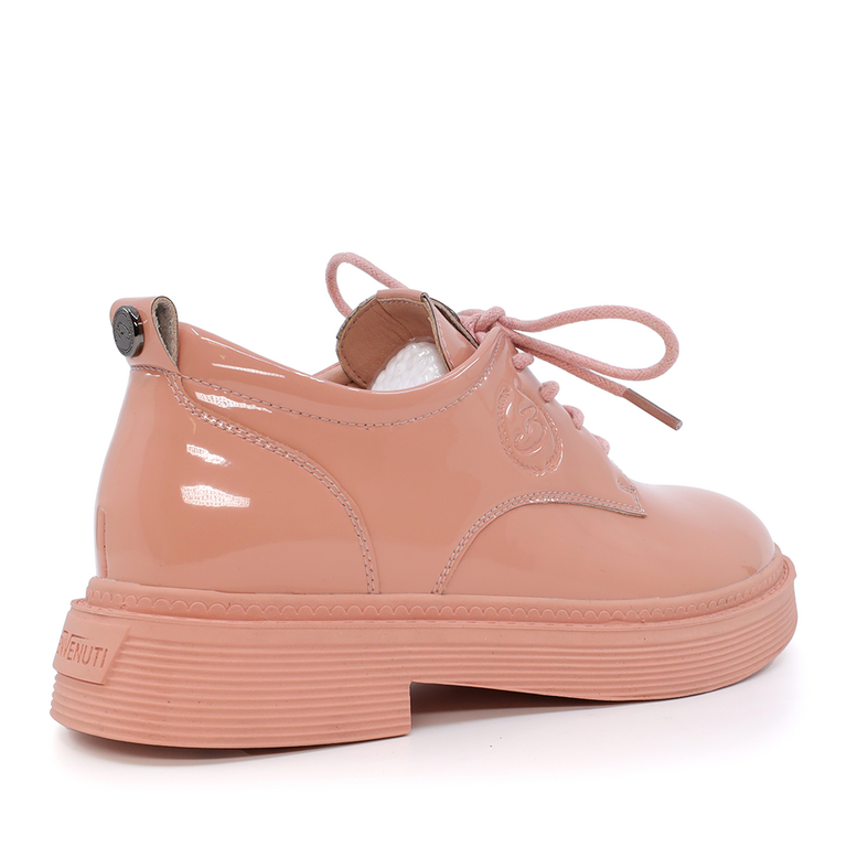 Pantofi derby copii Benvenuti roz din piele lăcuită 3795FP206LRO