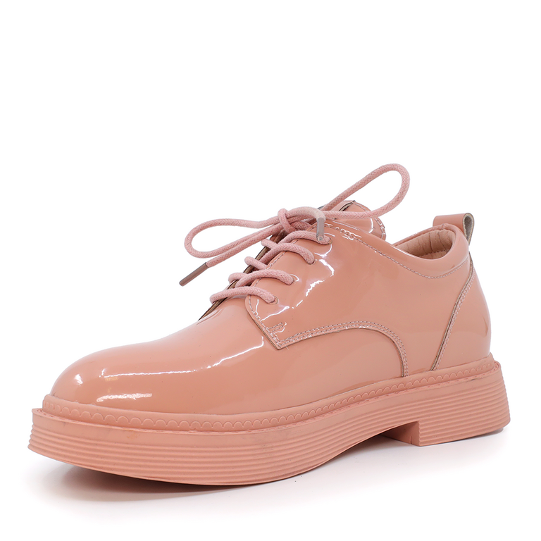 Pantofi derby copii Benvenuti roz din piele lăcuită 3795FP206LRO