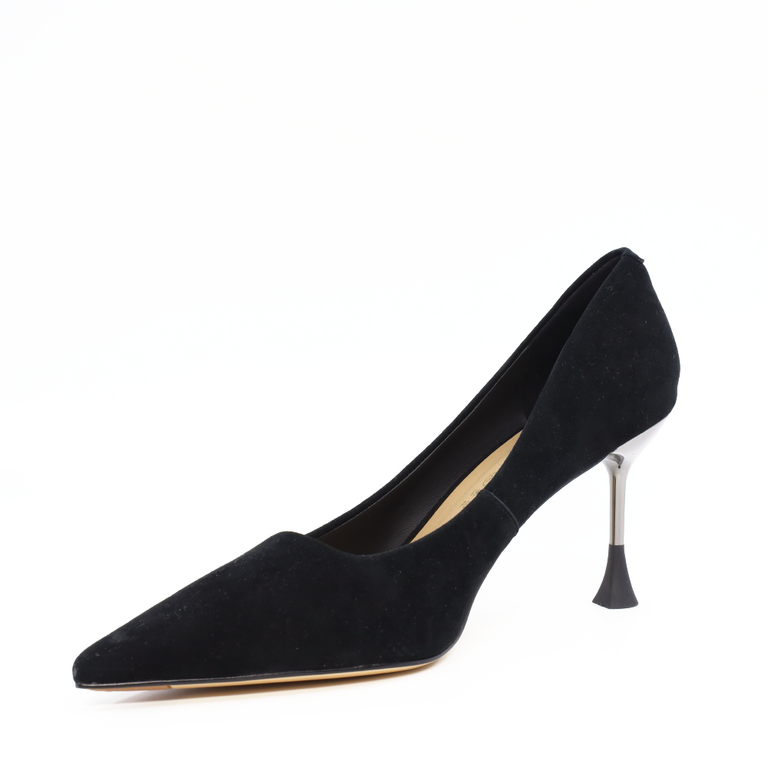 Pantofi stiletto femei Enzo Bertini negri din velur cu toc 3865DP101VN