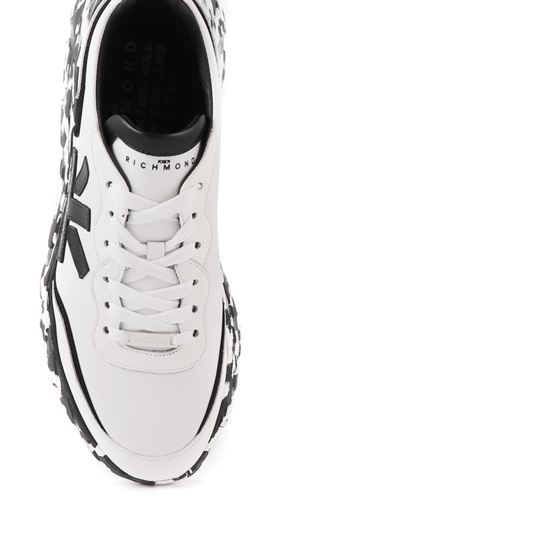 Pantofi sport bărbați John Richmond albi cu negru din piele 2265BP10152A